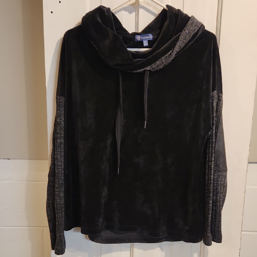 Democracy Charcoal Velvet  Fleece Hoodie